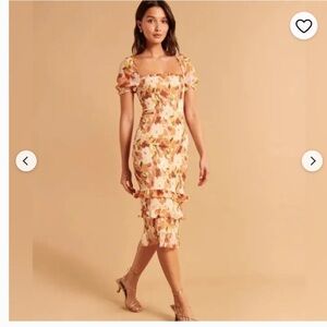Abercrombie & Fitch Floral Smocked Midi Dress Size Small Puff Sleeve Cottagecore